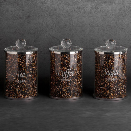 Pojemniki na Kawę, Herbatę i Cukier Komplet Ventosa 10x17cm Czarny - 2