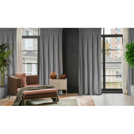Zasłona Gotowa Rosa 140X270Cm Stalowy - Taśma - 12